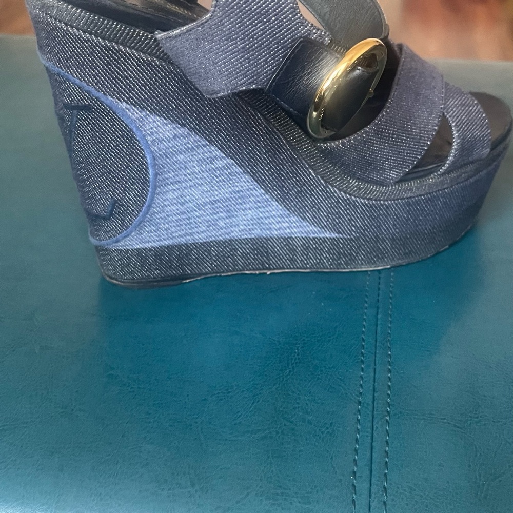 Louis Vuitton Blue Wedge Sandals